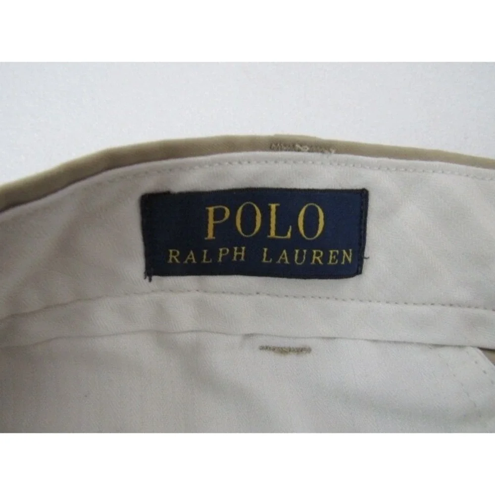 Polo‎ Ralph Lauren 100% Polyester Khaki Rear Logo Shorts Size 36
